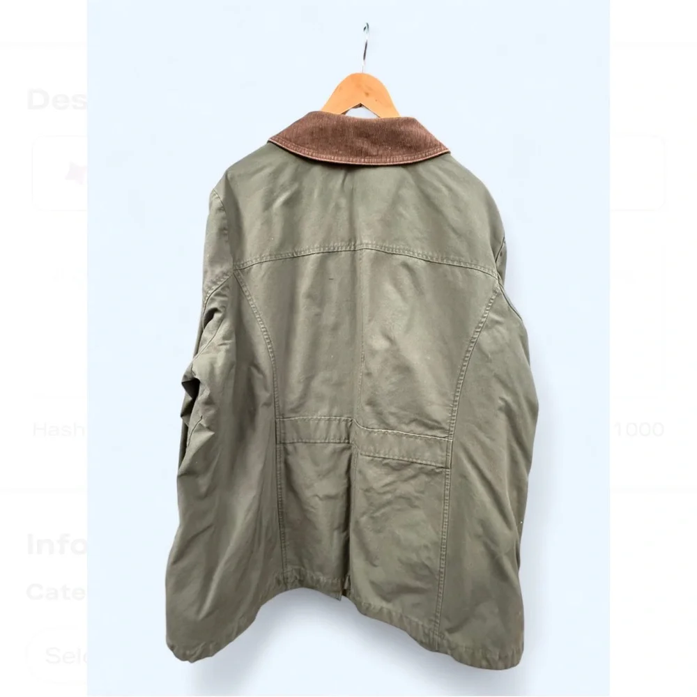 Vintage L.L. Bean Barn Jacket Olive & Brown Size 3X Corduroy, Flannel Lined - Picture 8 of 9